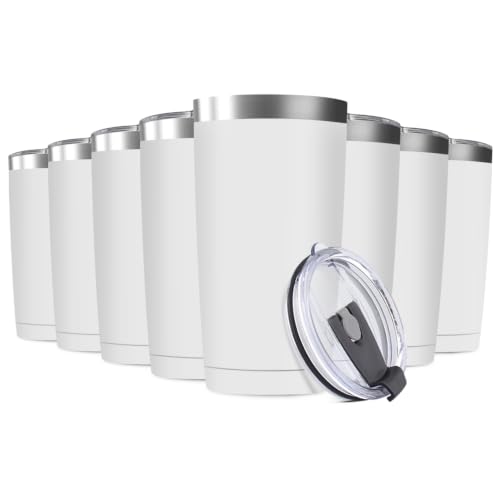 8 Pack 20oz Tumbler Vacuum Insulated Travel Mug with Lids (8 Count)