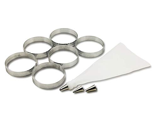 NewlineNY Stainless Steel French Pastry Tart Ring Baking Kit (6 Count)