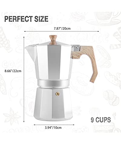 Stovetop Espresso Maker Aluminum Moka Pot 9 Espresso Cup