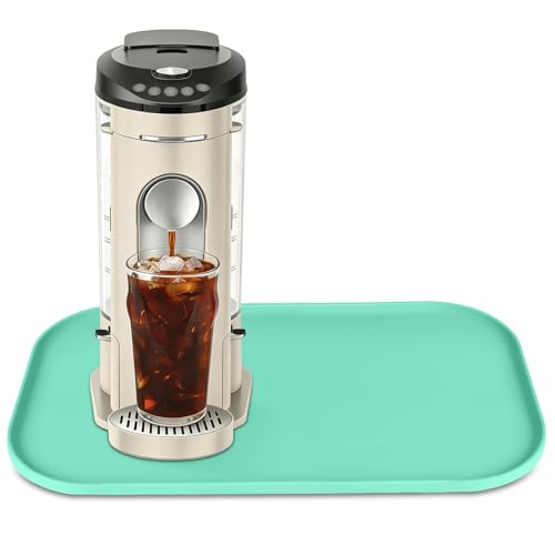 Silicone Coffee Maker Mat with Lip for Countertops 17.4''x10.6'' Mint Green