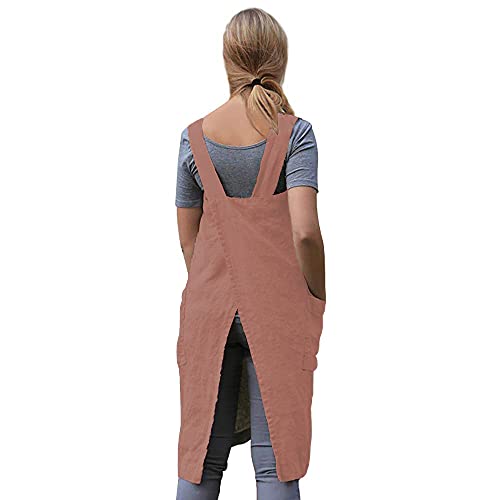 Women's Pinafore Square Apron Baking Cooking Gardening Works Cross Back Cotton