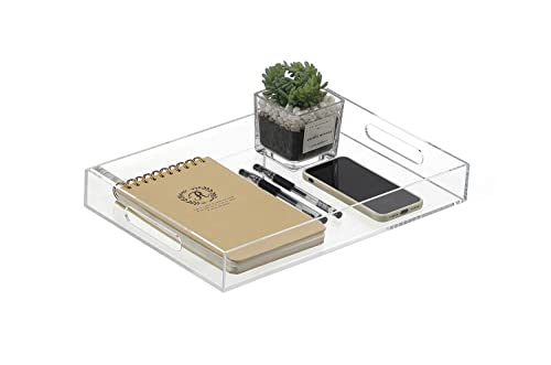 Clear Sturdy Acrylic Serving Tray with Handles