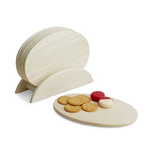 Woodard & Charles Whitewash 6 Serving Boards with Stand (10 Count)