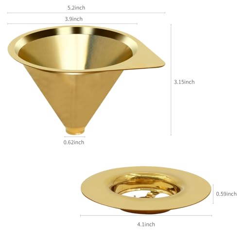 Pour Over Coffee Dripper Reusable Coffee Filter Paperless Coffee Filter Stainless Steel Pour Over Coffee Maker Cone Coffee Dripper for 1