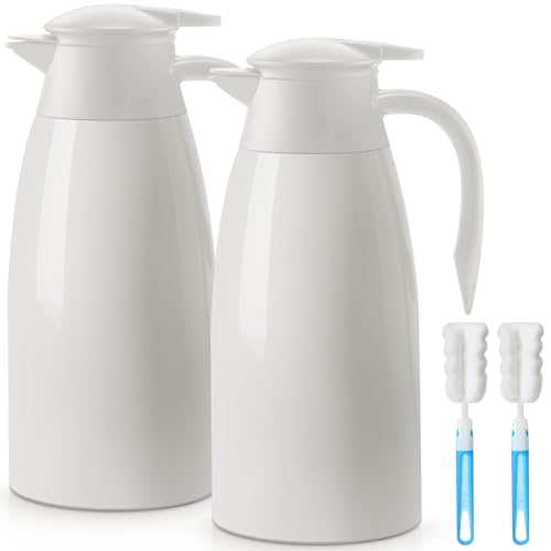 2 Pcs Thermal Coffee Carafe Insulated Stainless Steel Coffee Carafe for Hot Liquid Vacuum Thermal Pot Creamer Pitcher Dispenser with Brushes Keeping Hot Water Milk (2 Count)