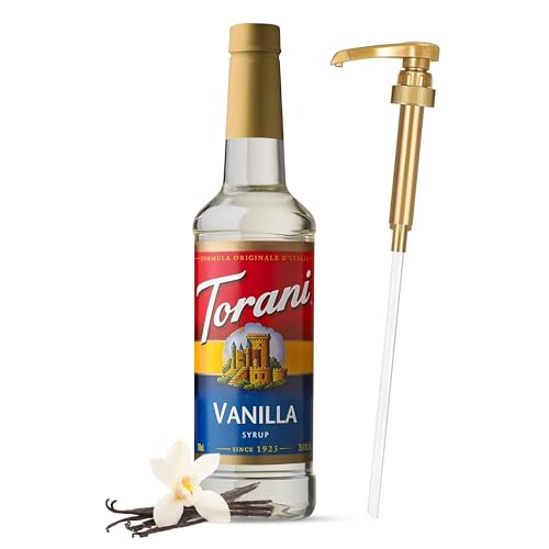 Jimoco® Syrup Pump Dispenser + Torani® Vanilla Syrup (25.4 Fl Oz)