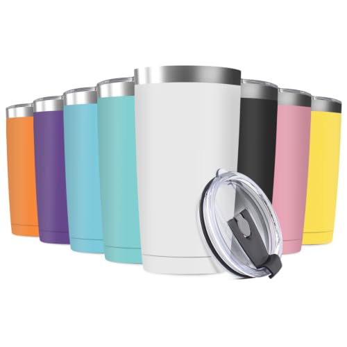 8 Pack 20oz Tumbler Vacuum Insulated Travel Mug with Lids (8 Count)