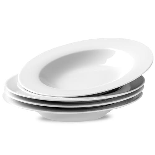 Ceramic Soup Bowls Shallow Plates (4 Count)