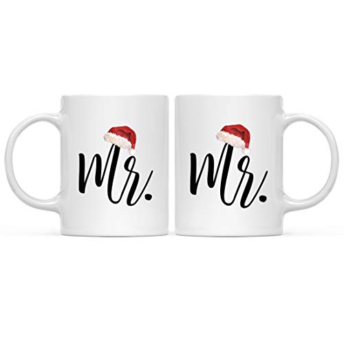 Christmas Winter Holiday 11oz. Coffee Mug Gay Couples Set (2 Count)