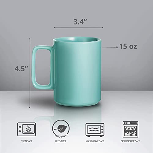 Large 15 Ounces Porcelain Coffee Mug Tea Mugs Set of 6 (6 Count)