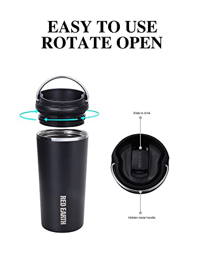 17oz Travel Mug with Infuser and Two Lids. Vacuum Insulated 316 Stainless Steel Coffee Mug. Dishwasher Safe Mug with Tea Strainer for Hot and Cold Brew Coffee or Tea