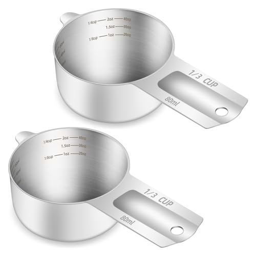 2PCS 1/3Cup (80ml, 2.6oz) Measuring Cup, Etched Inner Scale Measure Scoop (2 Count)