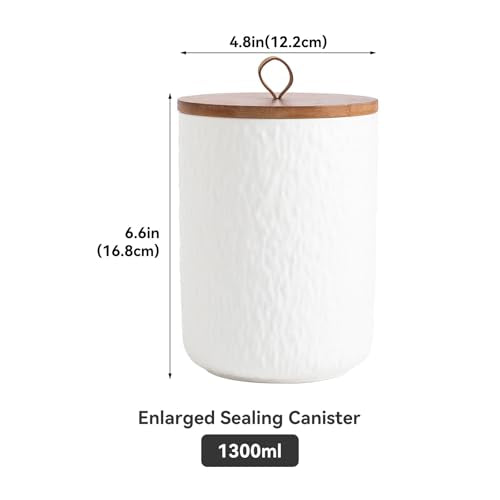 Black White Ceramic Coffee Canister Tea Canister with Seal Wood Lid (3 Count)