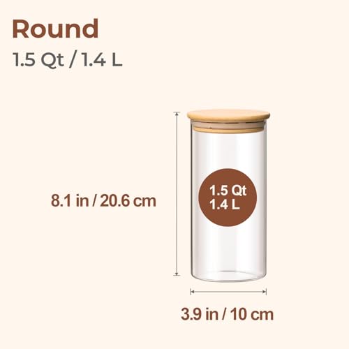 Glass Storage Containers with Lids 1.5 Qt (3 Count)