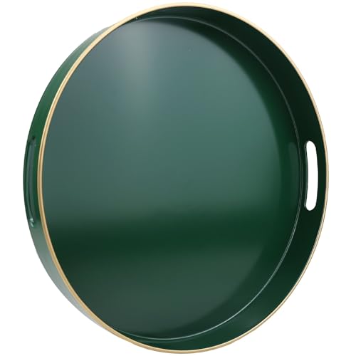 Green Round Decorative Tray with Handles