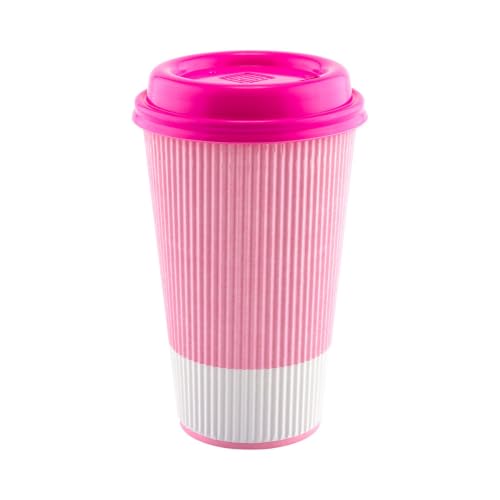 Ripple Wall Coffee Cups 500 Count 16 Ounce Insulated Light Pink Paper Cups