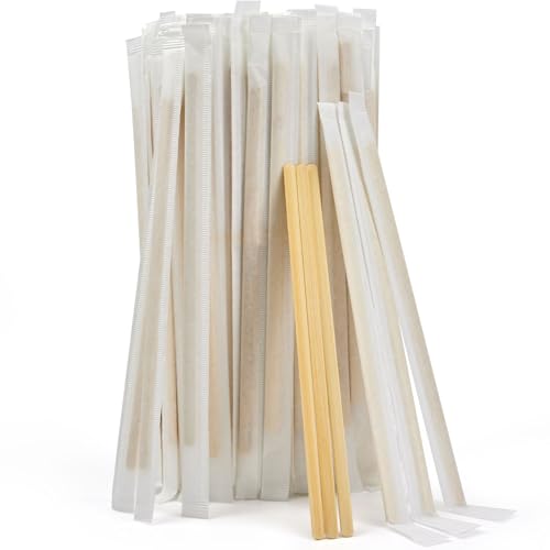 100Pcs Bamboo Coffee Stirrers Individually Wrapped