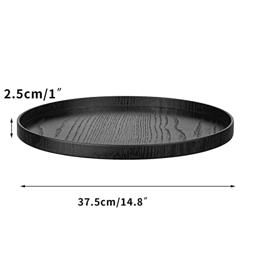 Round Solid Wood Serving Tray Extra Large Tea Coffee Snack Food Meals Serving Plate Non