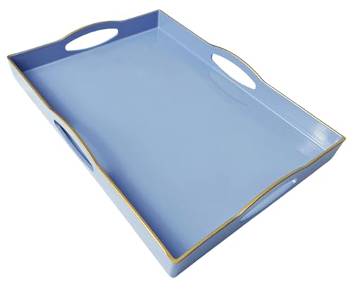 Blue Serving Tray with 4 Handles