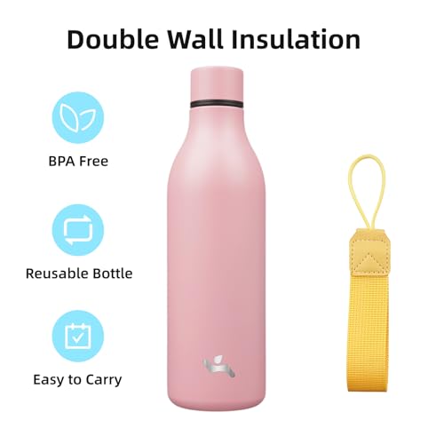 25 oz Insulated Stainless Steel Metal Water Bottle with Strap