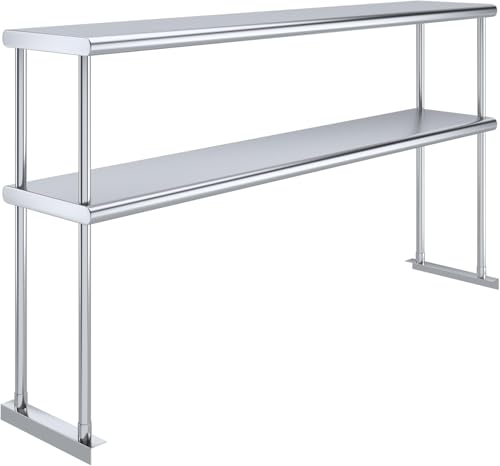NSF Certified 18 Gauge Heavy Duty Stainless Steel Double overshelf with Brackets for Kitchens (2 Count)