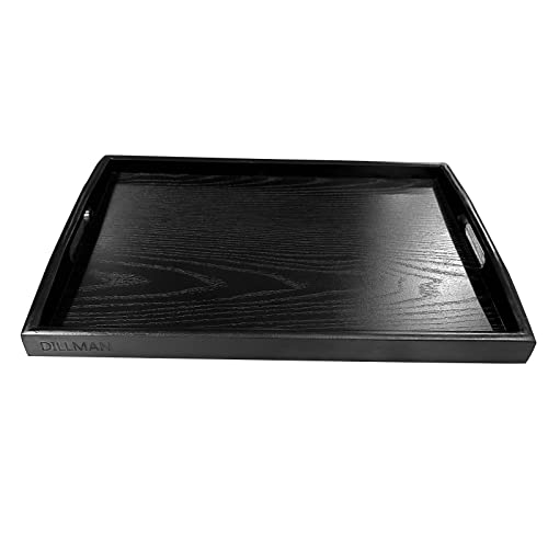 Serving Tray Large Black Wood Rectangle Food Tray Butler Tray Breakfast Tray with Handles