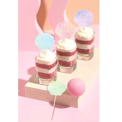 24 Pcs Mermaid Seashell Cupcake Toppers (24 Count)