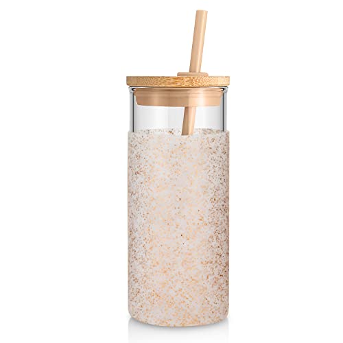 20 oz Glass Tumbler with Lids and Straws