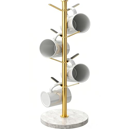 Gold Mug Holder Tree with Marble Base