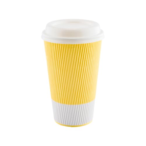 Ripple Wall Coffee Cups 500 Count 16 Ounce Insulated Light Yellow Paper Cups