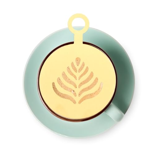 Coffee Latte Art Stencils 4 Pcs Metal Coffee Stencils for Cappuccino Chocolate Decoration Milk Foams Templates Flower Mold 4.72X3.34In