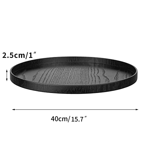 Round Solid Wood Serving Tray Extra Large Tea Coffee Snack Food Meals Serving Plate Non