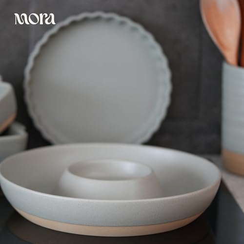 Mora Ceramic Chips and Dip Serving Tray
