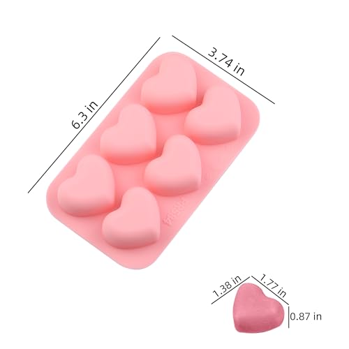Heart Silicone Molds 3pcs Valentine's Heart Chocolate Molds for Candy Ice Cube Resin Soap Jelly