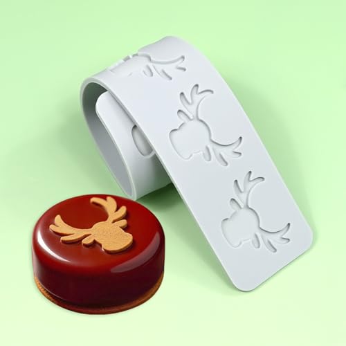 3D Hollow Out Lace Mold Silicone Christmas Deer Head Shape Fondant Molds Chocolate Mould for Cake Pastry Decor Baking Gumpastes Moulds Decoration