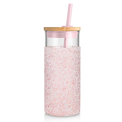 20 oz Glass Tumbler with Lids and Straws