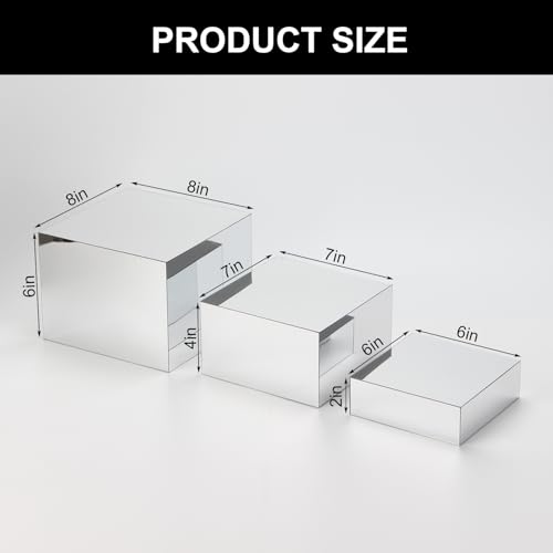 Glossy Silver Acrylic Mirror Display Riser Stand