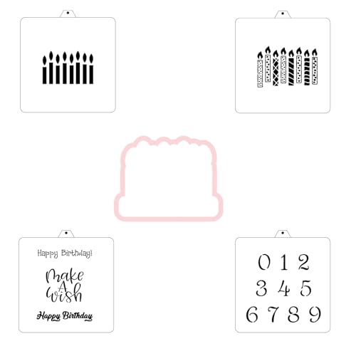 Cookie Cutter and Stencil Bundle Royal Icing Cookies Stencils Paint Your Own Biscuit Bakery Starter Kits Royal Icing Fondant Cutters Birthday Wedding Holiday Cookies Painting Coloring Pages Comb (9 Count)