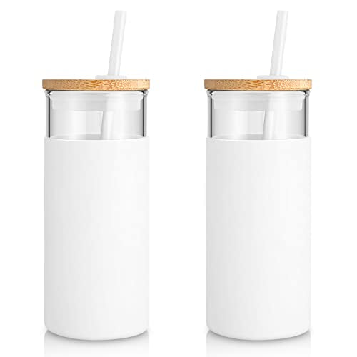20 oz Glass Tumbler with Lid and Straw