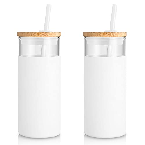 20 oz Glass Tumbler with Lid and Straw