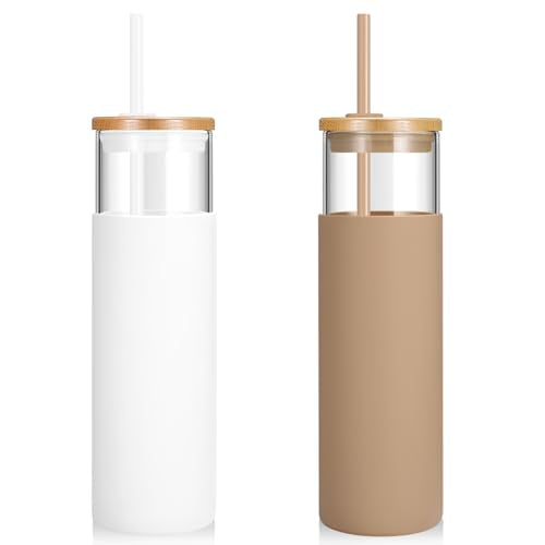 28 oz Glass Tumbler with Lids and Straws