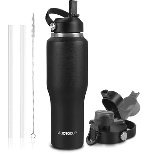 40oz Black Water Bottle Stainless Steel