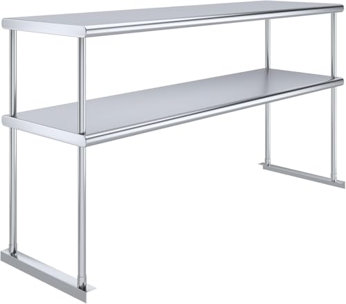 NSF Certified 18 Gauge Heavy Duty Stainless Steel Double overshelf with Brackets for Kitchens