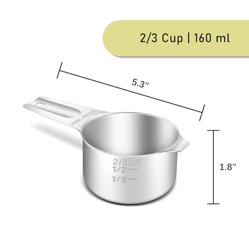 2PCS 2/3CUP (160ML, 5.3OZ) Measuring Cup, 18/8(304) Stainless Steel (2 Count)