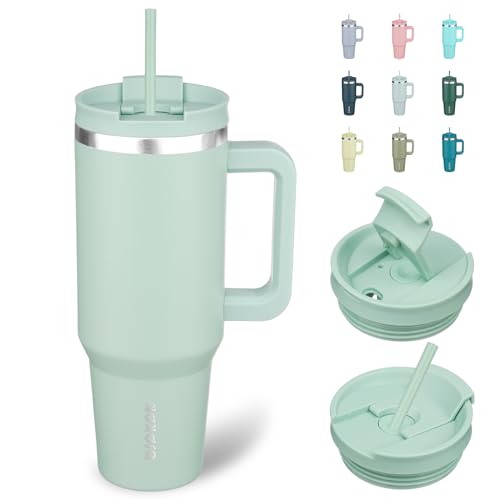 40 oz Insulated Tumbler with Handle & Straw