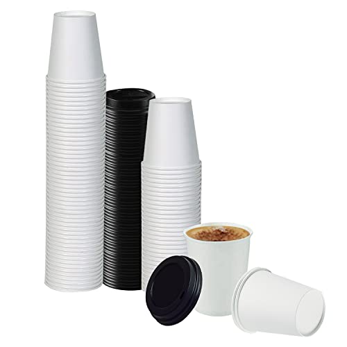 White Original Disposable Paper Coffee Cups with Lids (25 Count)