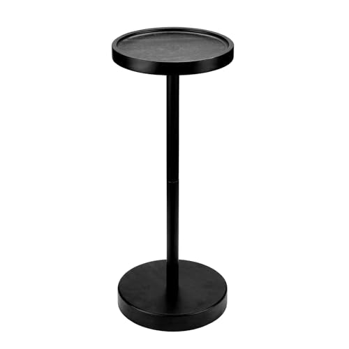 Solid Wood Pedestal Side Table Black