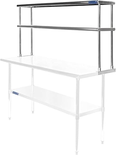 NSF Certified 18 Gauge Heavy Duty Stainless Steel Double overshelf with Brackets for Kitchens