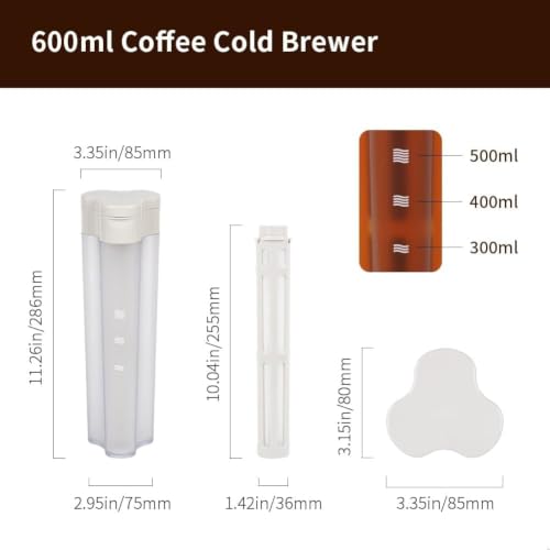 600ml 20oz Portable Cold Brew Coffee Maker with 300