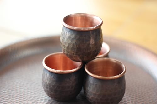 Hand Forged Copper Swan Neck Teapot Set 6pcs Hammered Art Decor 1000ml